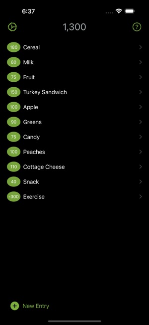 Main calorie tracking screen showing remaining calories